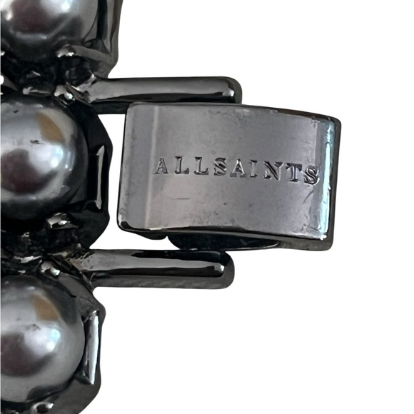 All Saints Haematite Drexel Spike Pearl Bracelet Haematite 8.25” - Picture 4 of 7